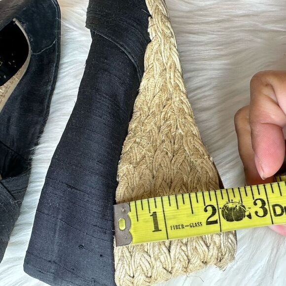 Lauren Ralph Lauren Cecilia Espadrille Black Peep Toe 2" Wedge Size 5 - Picture 7 of 10